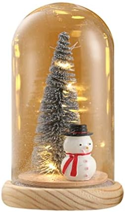 Mini decorações de árvores de Natal em miniatura de árvore de Natal em cúpula de vidro com luzes