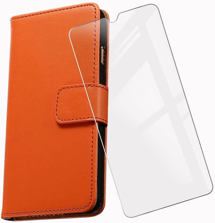 Kjyfoani para TCL 40 XL Caixa de carteira + protetor de tela de vidro temperado, capa de celular de couro fólio