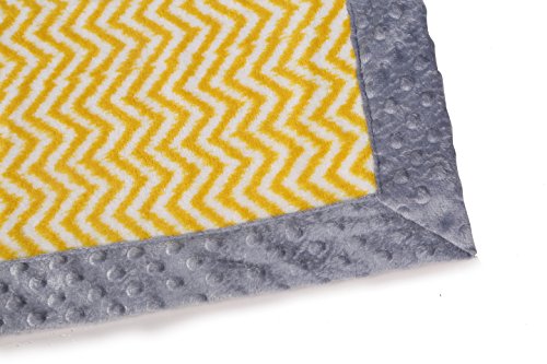 Bacati Ikat Zigzag Chevron com cobertor de pelúcia de borda, amarelo/cinza, 30 x 40