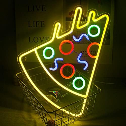 Pizza em forma de néon sinal USB Powerd LED Sinais de parede Decoração de parede luzes de neon amarelo para