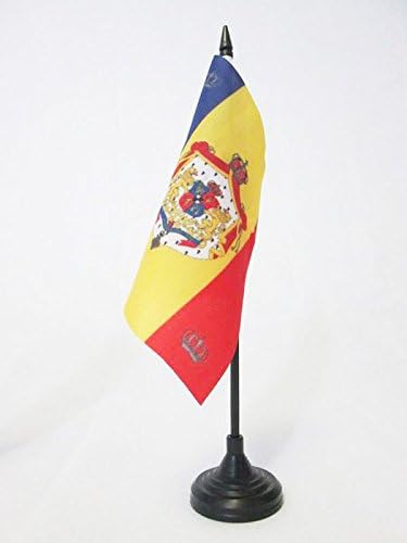 Az Flag Standard Royal da Romênia 1881-1946 Bandeira da mesa 5 '' x 5 '' - bandeira da mesa do reino romeno