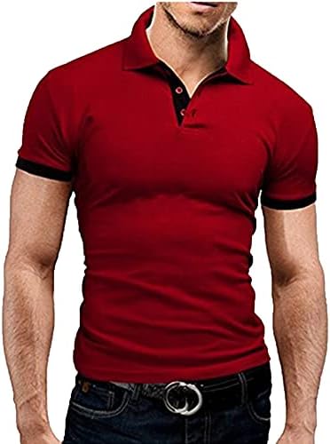 Camisas pólo para homens de manga curta masculina camisetas de fit slim slim contraste camisetas de retalhos