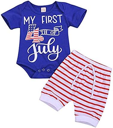 Kehen-Infant Baby Toddler Boy Summer Roupos de verão 4 de julho T-shirt de manga curta + estrelas shorts conjuntos casuais