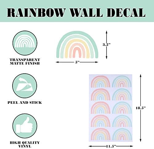 Decalques da parede do arco -íris | Decalques de arco -íris para quarto de meninas | Papel de parede do arco -íris