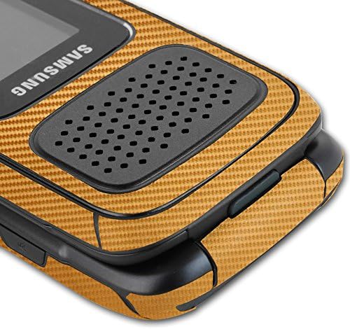 Skinomi Gold Carbon Fiber Compation Skin Compatível com Samsung Rugby 4 TechSkin com protetor