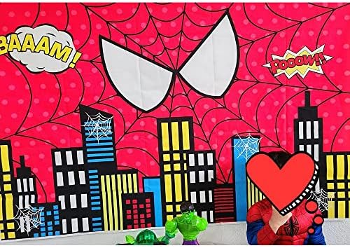 Red Spider Spider Photography Backdrop para crianças meninos 1º aniversário Banner Decorações de super