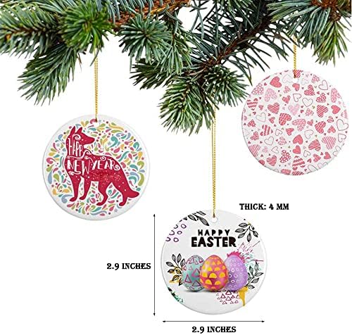 Citação de ornamentos redondos de cerâmica da árvore de Natal, decorações de Natal com tudo feliz