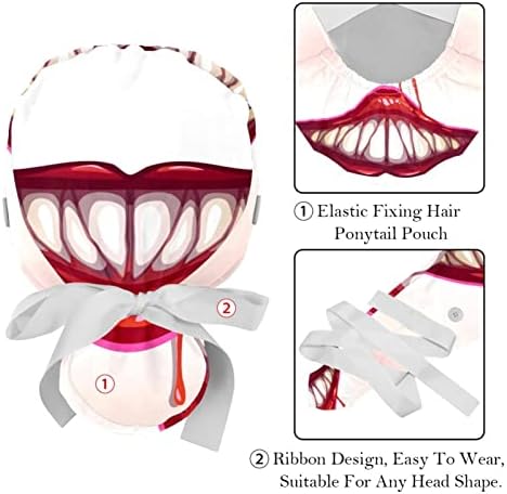 Capas médicas para mulheres com botões cabelos longos, tampa de trabalho ajustável de 2 peças, tacada