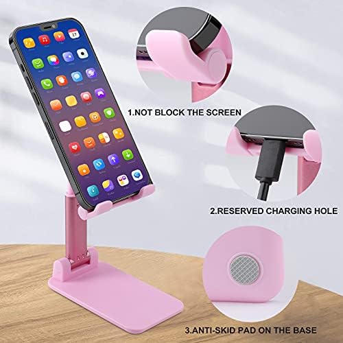 Fitas de fitas de mama do câncer de mama Pink Stand ajustável para comprimidos portáteis dobráveis ​​para