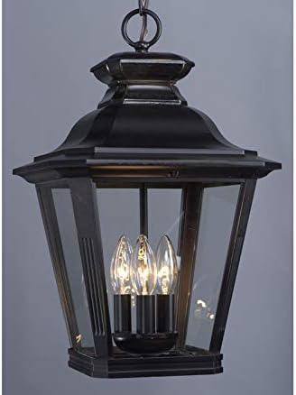 Maxim 1139clbz knoxville vidro transparente ao ar livre de lanterna pendente de lanterna Luz de teto, 3 luzes