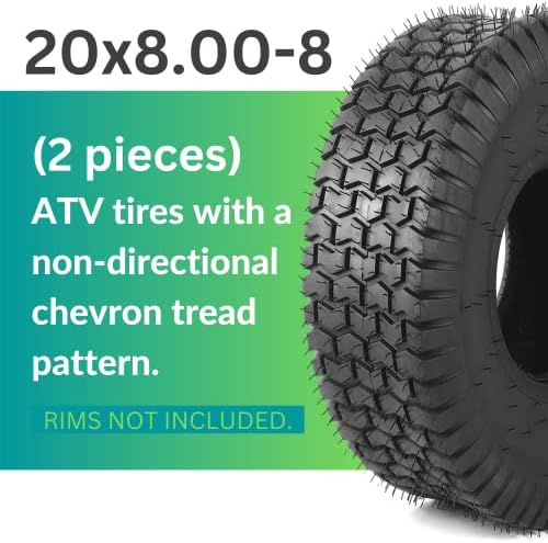 20x8.00-8 pneus de grama de grama, pneus de reposição sem câmara de ar para andar de grama, carrinhos
