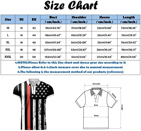 Camisas de polos masculinas de Ruiruilico plus size 2023 Patriótico 4 de julho Camisas de mangas curtas de verão