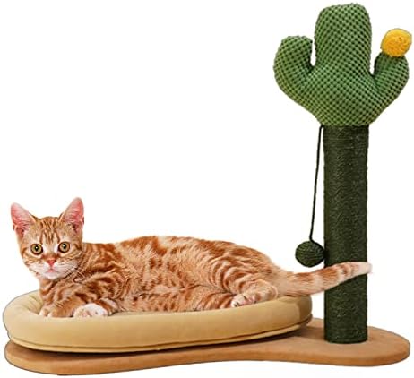 Petnfam Cat Scratching Post com cama, Cactus Cats Scratcher para gatos e gatinhos grandes, postagem de arranhões