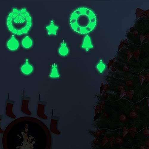 Toyandona Christmas Fluorescent Wall Stick Glow in the Dark Wreath Jingle Bell adesivo Decalques
