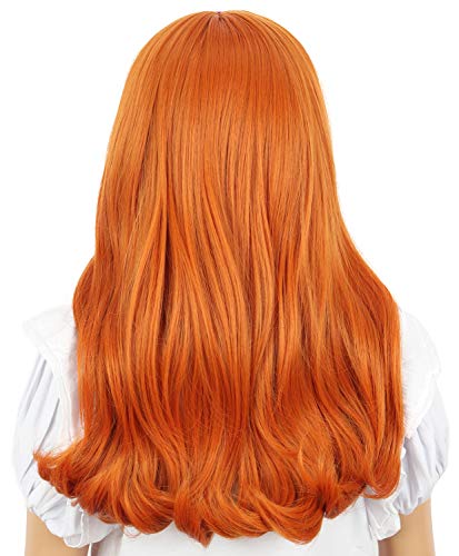 Karlery Kids Girls Long Curly Orange Wig com Bangs Halloween Cosplay Festume Party Wig