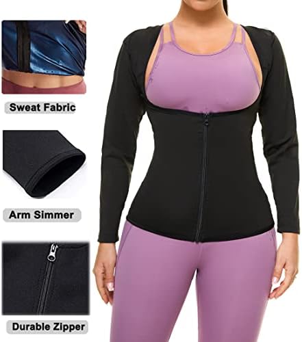 Terno da sauna para mulheres camisas de sauna para perda de peso para mulheres Treinador de fitness Shaper