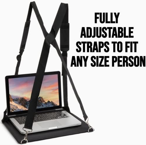 Office Up Laptop arnês, mesa de pé, transportadora de laptop para caminhada móvel, mesa ajustável e suporte de