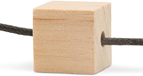 Contas quadradas de madeira 1 polegada com 1/8 de orifício, 50 contas de espaçador de madeira quadrada inacabada,