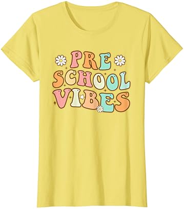 Voltar para a escola A pré-escola vibra camiseta de berçário de professor retrô