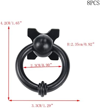 Faotup 8pcs liga de zinco preto botões de anel preto, gaveta redonda gaveta puxa maçaneta preta de