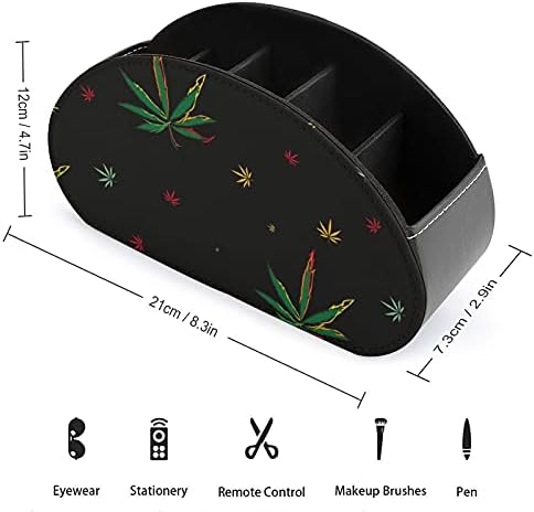 Colorido cannabis folhas de controle remoto titular caddy storage box de desktop organizador para controles