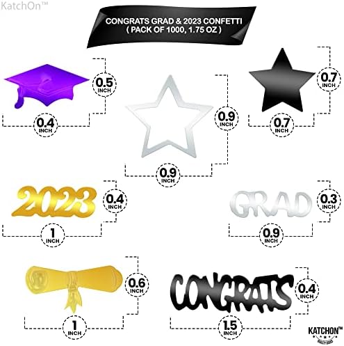 Confetti de graduação de graduação em parabéns roxos 2023 - pacote de 1000 com a cabine fotográfica