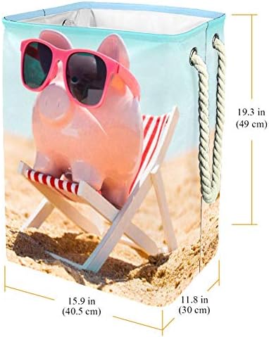 Piggy Piggy Bank com óculos de sol, cadeira de deck praia Lita de armazenamento grande para banheiro, quarto,