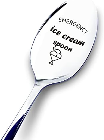Colher de sorvete de emergência - Presentes engraçados para amantes de sorvete - colher de aço inoxidável gravada
