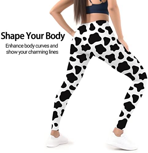 Artsadd Cow Print Perguntagens de cintura alta calça de ioga Mulheres 7/8 de comprimento Cappris Running Legging