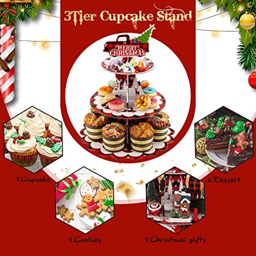 2 PCs Cupcake de Natal Stand Holiday Holiday Buffalo xadre