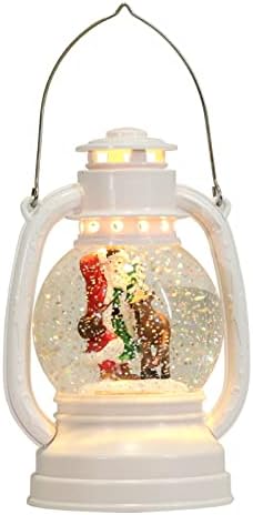 Eldnacele Christmas Snow Globe Lanterna giratória cena de Papai Noel Glittering Papai Noel com