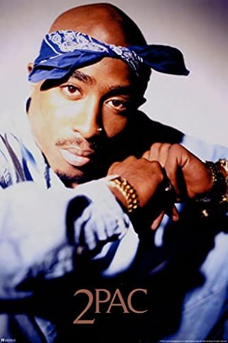 Tupac Posters 2pac pôster azul Bandana Retrato 90s Rapper de hip hop pôsteres para quarto estético meados dos