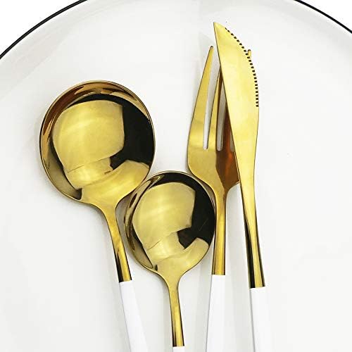 Dejjfoi 4pcs preto conjunto de utensílios de jantar de sobremesa conjunto de talheres de aço inoxidável espelho