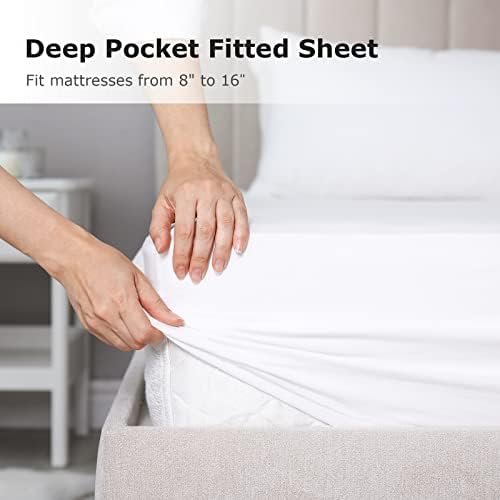 Conjunto de lençóis da Akk Queen - lençóis de cama de luxo de hotel suave - microfibra ultra escovada - bolso