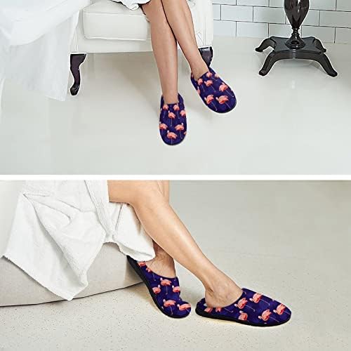 Flamingo Sketch Flipes femininos Sapatos de chinelos de algodão quente Anti-deslizamentos para casa