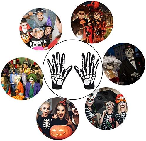 Yin bin Dao Halloween Acessórios luvas, luvas de padrão de esqueleto de dedo completo