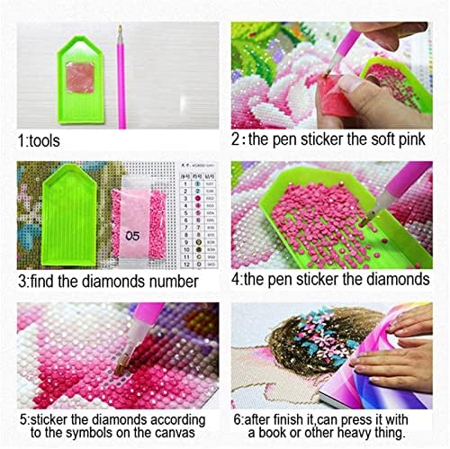 Pintura de diamante grande rosa rosa por kits numéricos, DIY 5D Diamond Diamo