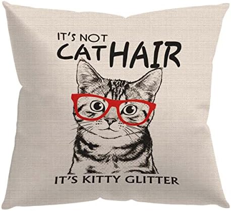 Não é cabelos de gato é gatinho de gato engraçado de gato de vidro de gato tampa de travesseiro, travesseiro de