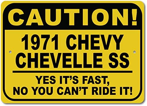 1971 71 Chevy Chevelle SS CUIDADO Sinal rápido do carro, sinal de metal, decoração de parede de caverna,