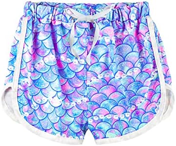 Zukocert 5 pacote shorts atléticos de garotas com cordão, shorts de golfinhos, shorts de corrida seca para