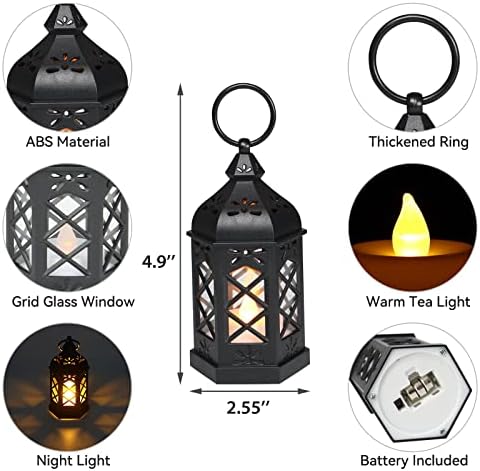 Mini-lanternas reperla de 12 pacotes, liderou pequenas lanternas de vela decorativas, decoração de lanterna leve