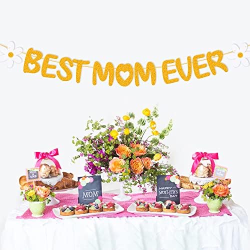 Melhor mãe Ever banner Heart Flower Crown Love Decorações de festa temáticas para mulheres Feliz Dia