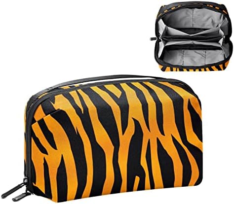 Tigre Pattern Stripes Bolsa de higieness em laranja preta para mulheres, organizador de higiene pessoal resistente