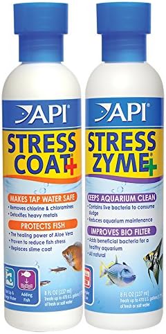 API Stress Casat Aquarium Water Conditioner e API Stress Zyme Aquarium Cleaning Solution 2x8 onças