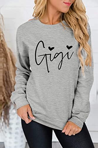 Altb Gigi Sweatshirt Women Gigi Heart Graphic Gigi Gifts for Gravma Casual Manga Longa Nana Tops do Dia