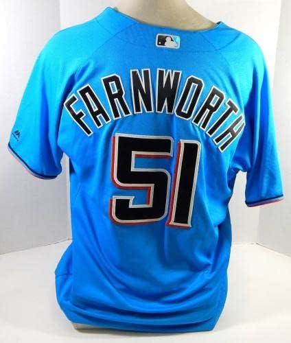 Miami Marlins Steven Farnworth 51 Game usou Blue Jersey 46 DP22261 - Jogo usou camisas MLB