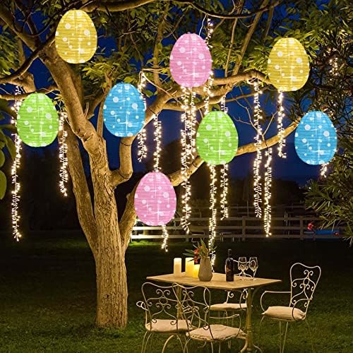 Idenf Easter Egg String Lights, 19,5ft 48 LEDS LANTERN LUZES DE CABEÇÃO, 8 MODELOS LUZES COM PROMUTORES