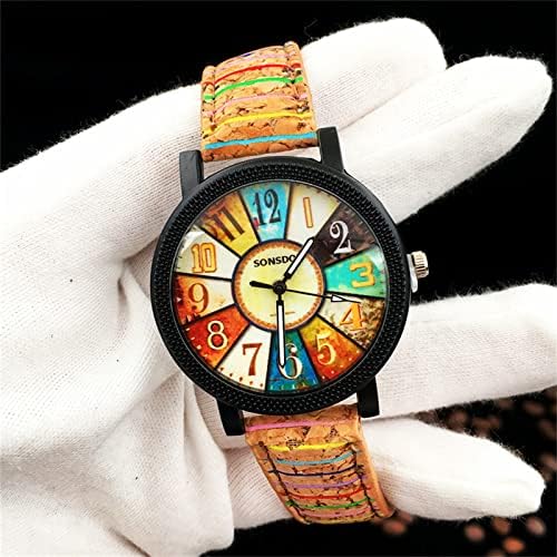 1,5 em relógios de quartzo vintage para mulheres com bracelete casual de banda de relógio de couro com padrão