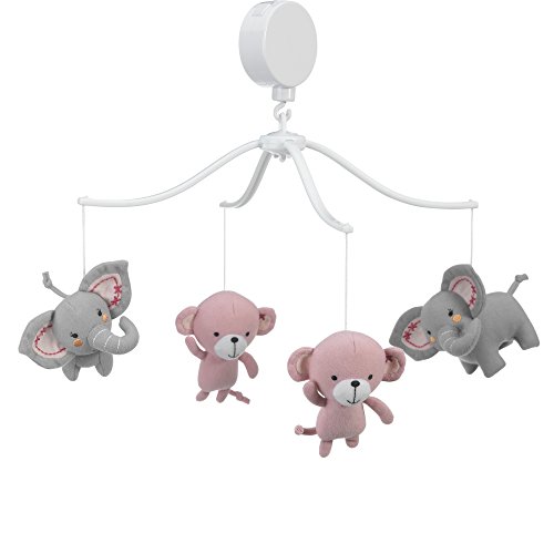 Originals da hora de dormir Twinkle Toes Monkey Elephant Musical Mobile, Pink/Gray