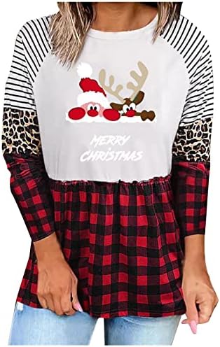 Mulheres Shusuen Moda Modol acolchoado Impressão de Natal Fall/Winter Crew pescoço Swearwear solto tops
